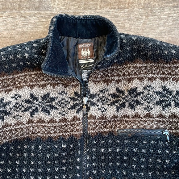 Vintage 90s Banana Republic Cabin Wear Full Zip Sherpa Jacket Nordic—Men’s M - Picture 4 of 11